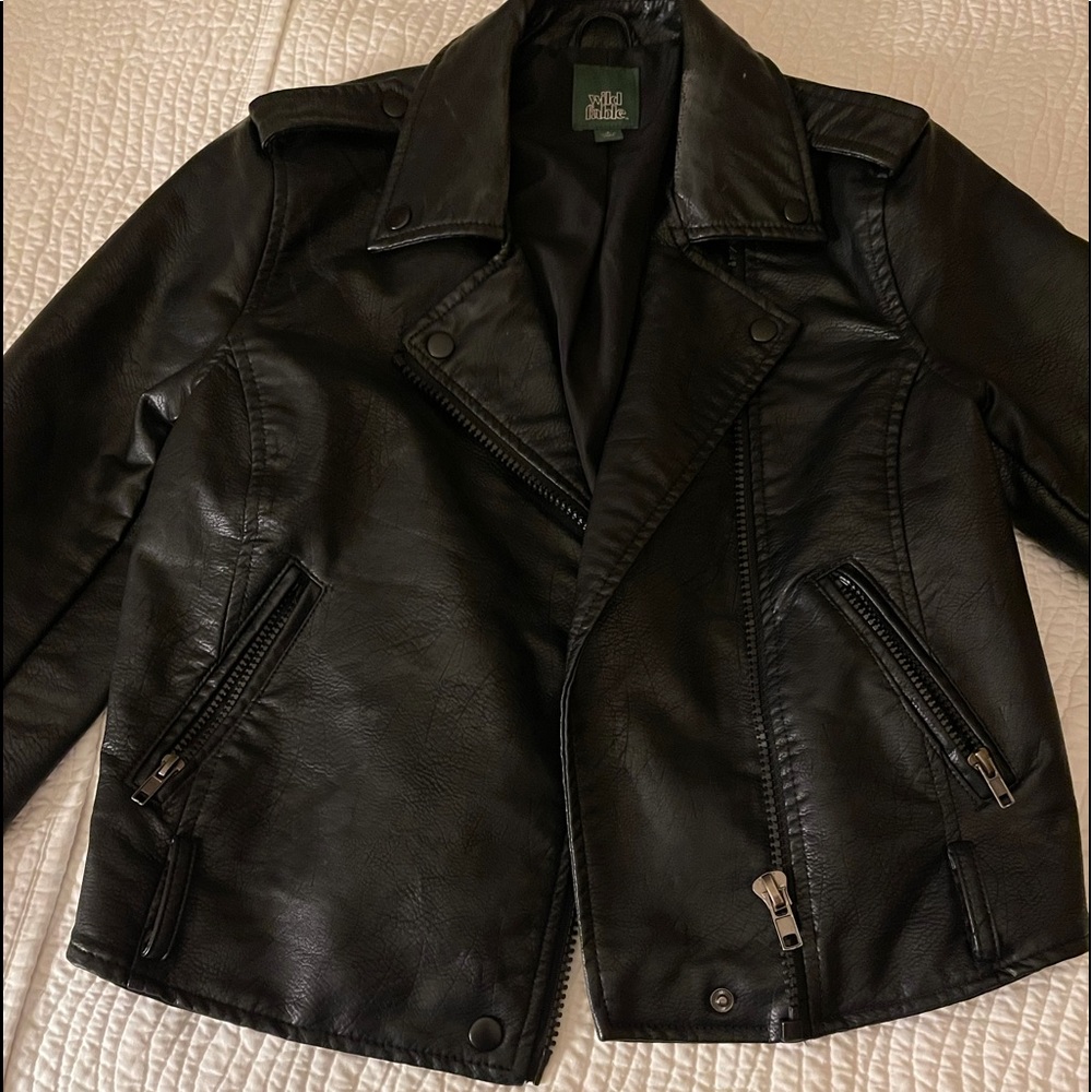 Faux leather bomber jacket